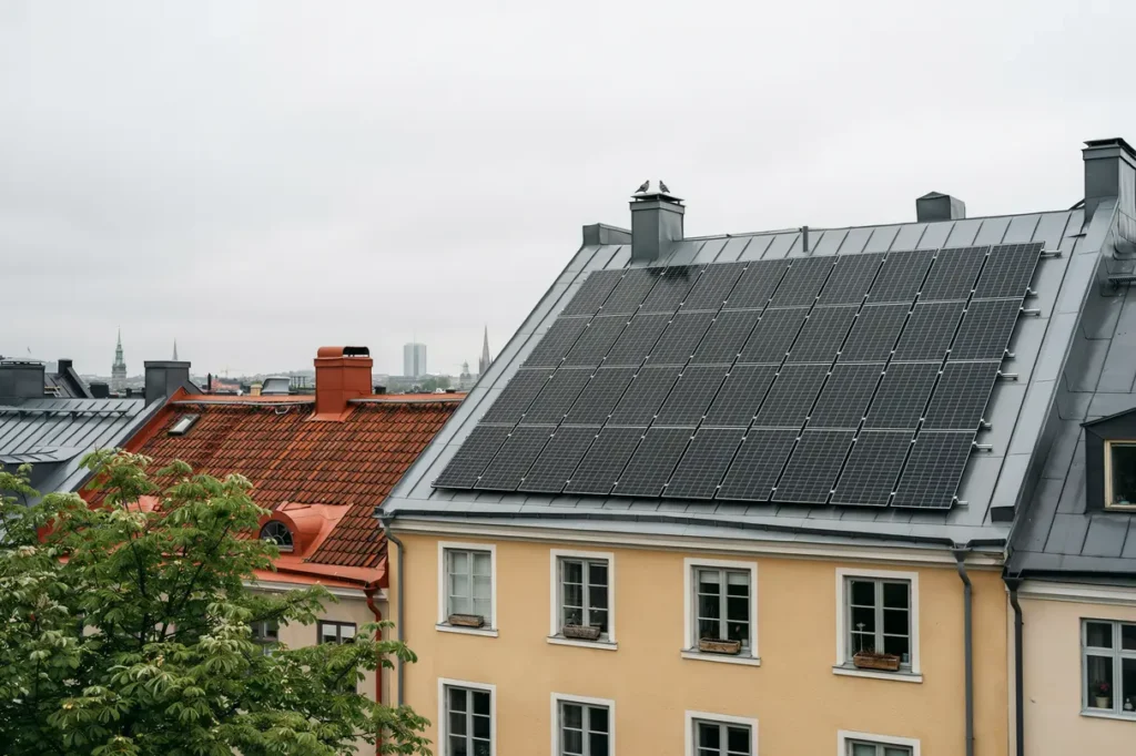 montering av solpaneler p pl ttak f r flerbostadshus i s dermalm